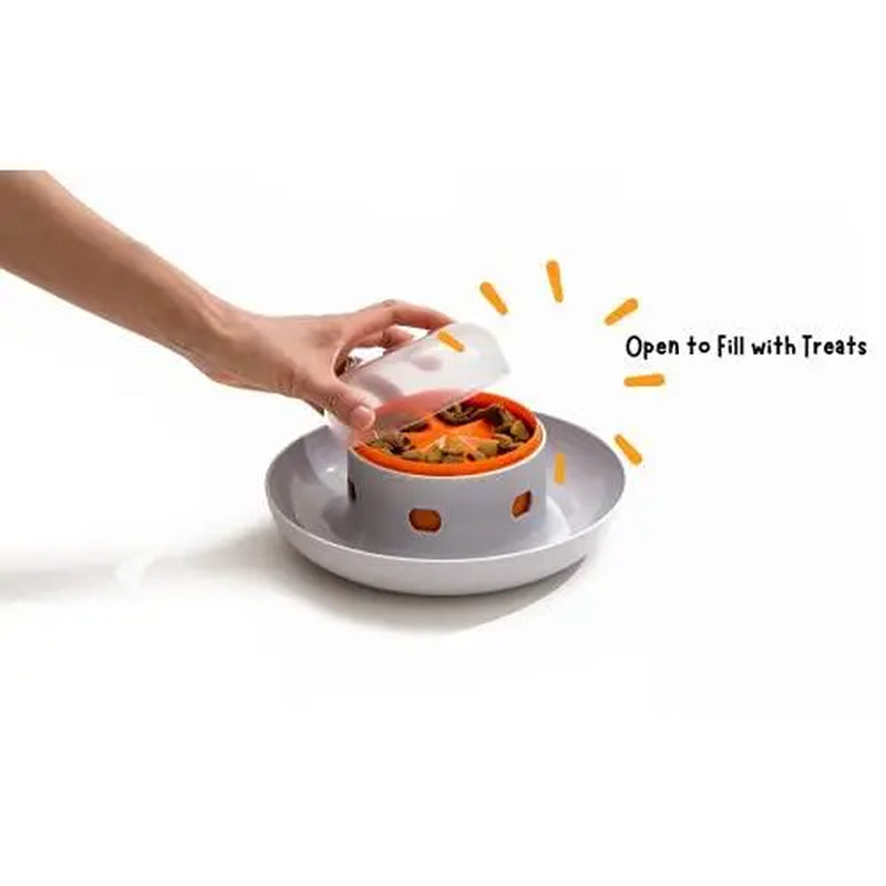 UFO Interactive Push Button Food Dispensing Bowl for Dogs and Puppies - Engaging Slow Feeding Puzzle Feeder
