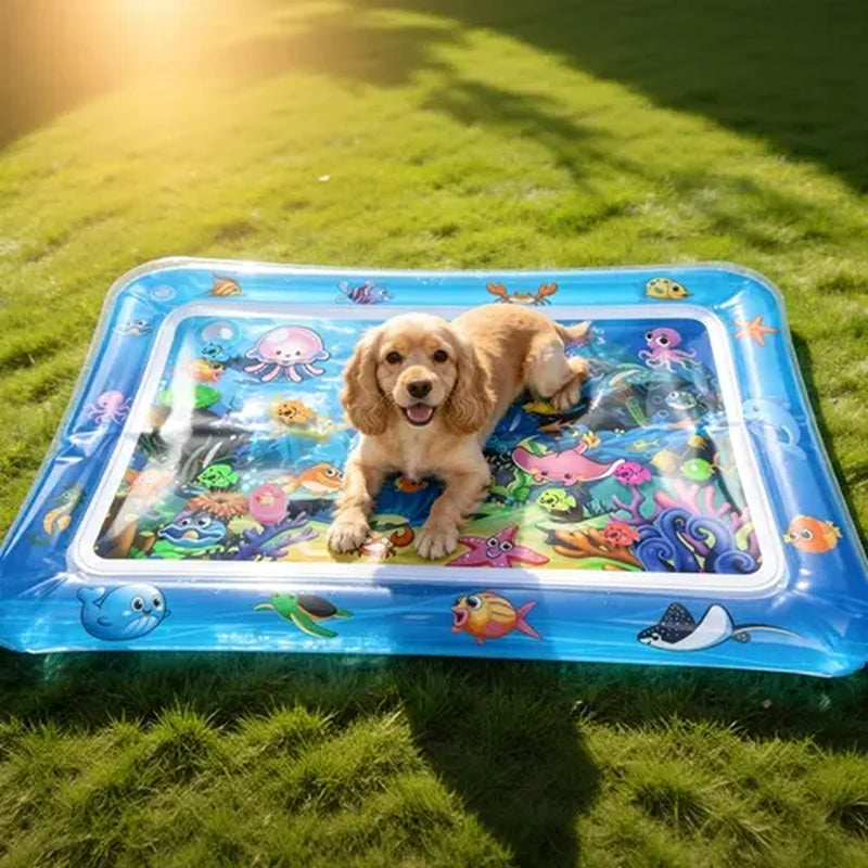 Interactive Sensory Water Mat for Kittens - 3D Floating Fish Toy with LED Light and Chirping Flapping Bird Wand, Durable PVC, Rechargeable USB-C, Stress Relief and Indoor Enrichment Gift