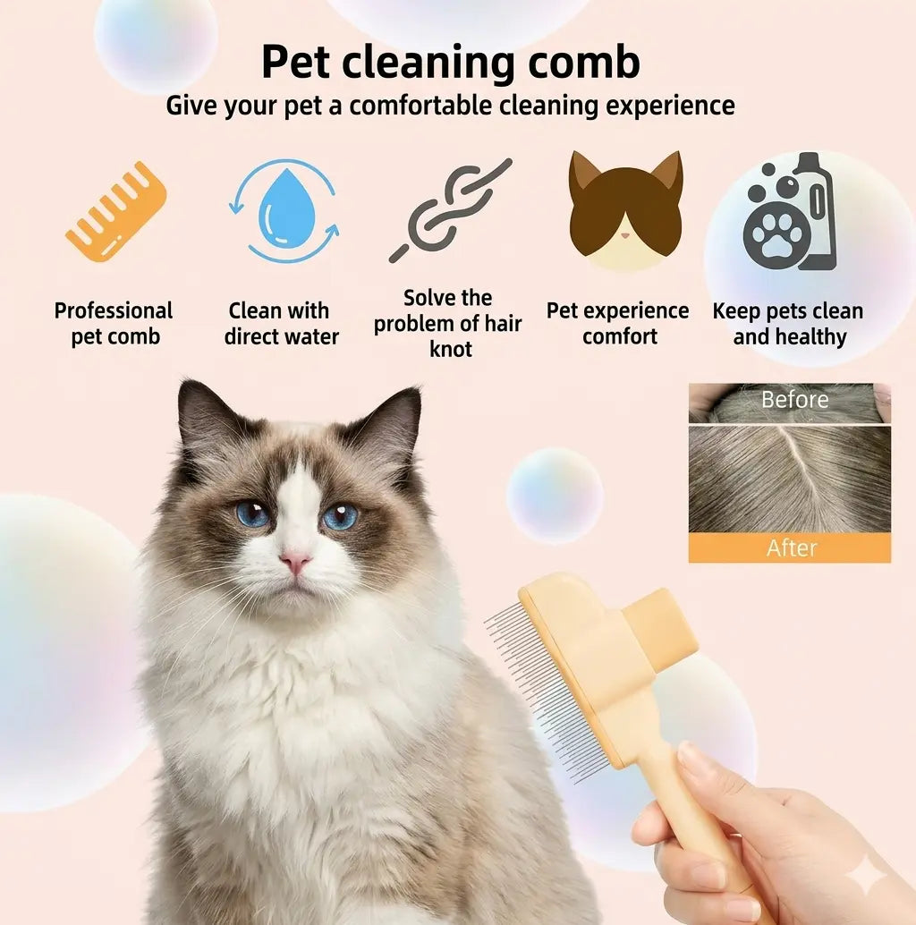 Self-Cleaning Pet Hair Removal Comb Set for Dogs and Cats – Stainless Steel Teeth for Effective Shedding, Mat, and Tangle Management on All Coat Lengths