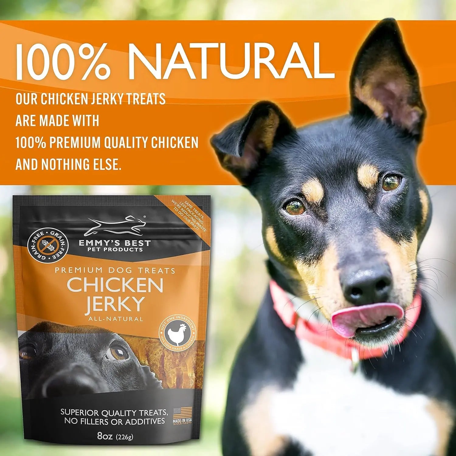 Emmy's Best EBPP Natural Chicken Jerky Dog Treats - Made in the USA with Real Grilled Chicken - Suitable for Medium, Large, and Small Dogs - 100% Natural Formula