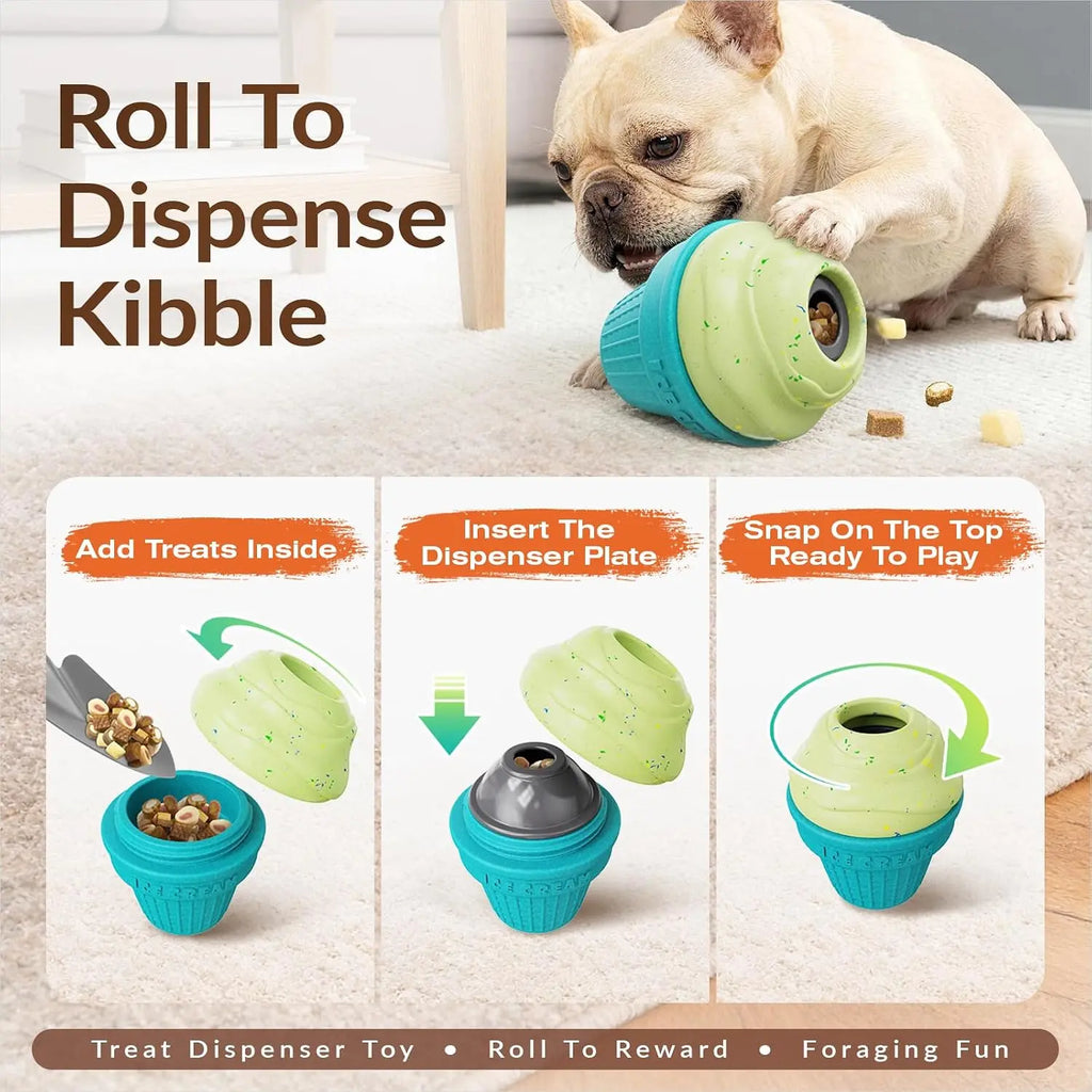 KADTC Large 3-in-1 Frozen Dog Treat Toy and Kibble Dispenser Ball for Durable Chewing