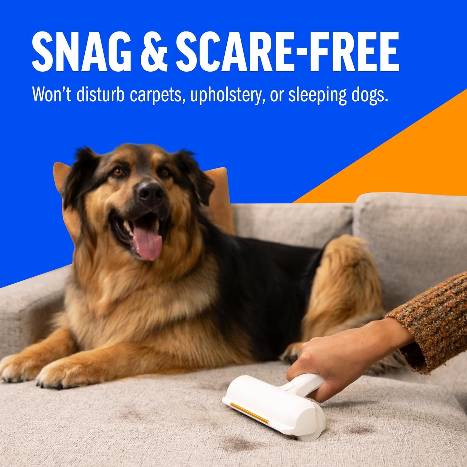& Rake – Reusable Pet Hair Removal Roller with Rake Attachment for Cat & Dog Fur on Furniture, Couch, Carpet, Car, Rugs, Bedding & More– Portable, Eco-Friendly