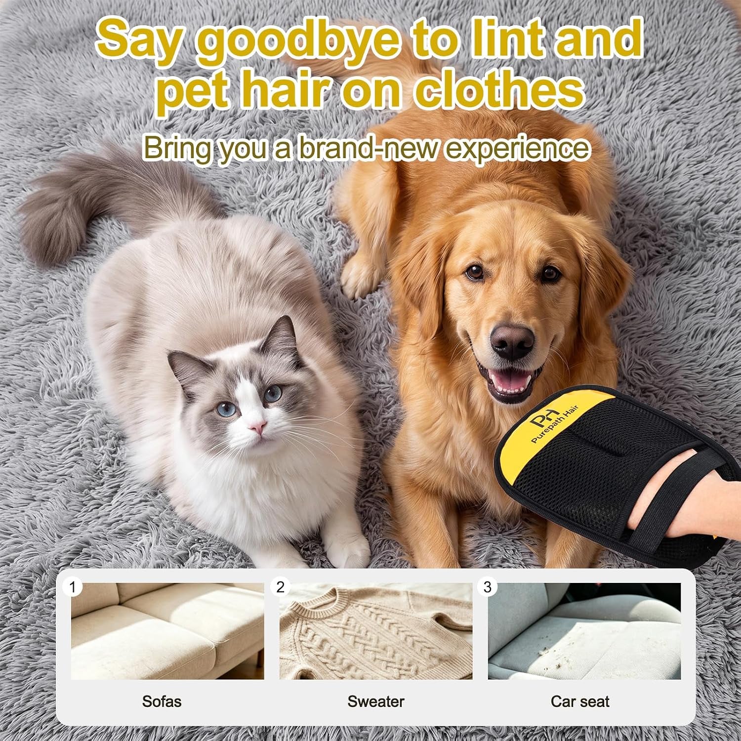 Removal Glove Remover for Cats & Dogs, 2026 Upgraded Five-Finger Electrostatic Pet Hair Removal Glove,Reusable. Applicable to Laundry, Couches, Carpets, Clothing and Car Seat. (1)