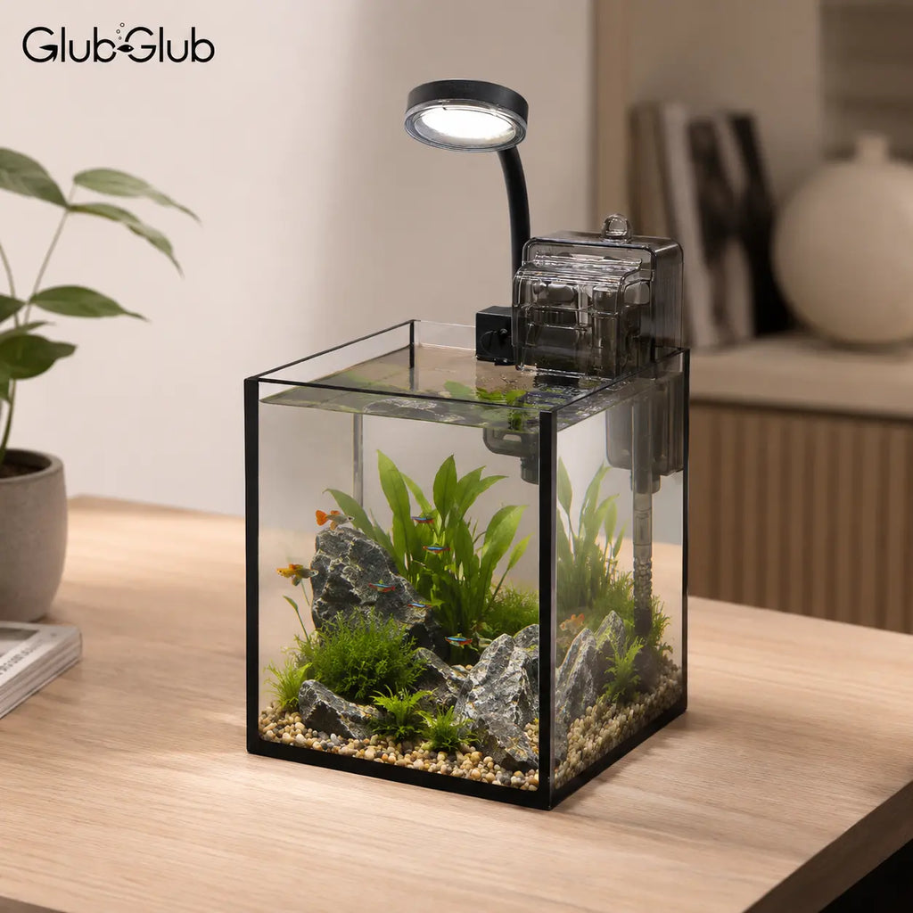 Craftsboys 1.2 Gallon Nano Glass Aquarium with Filter and LED Light for Betta Fish and Aquascaping