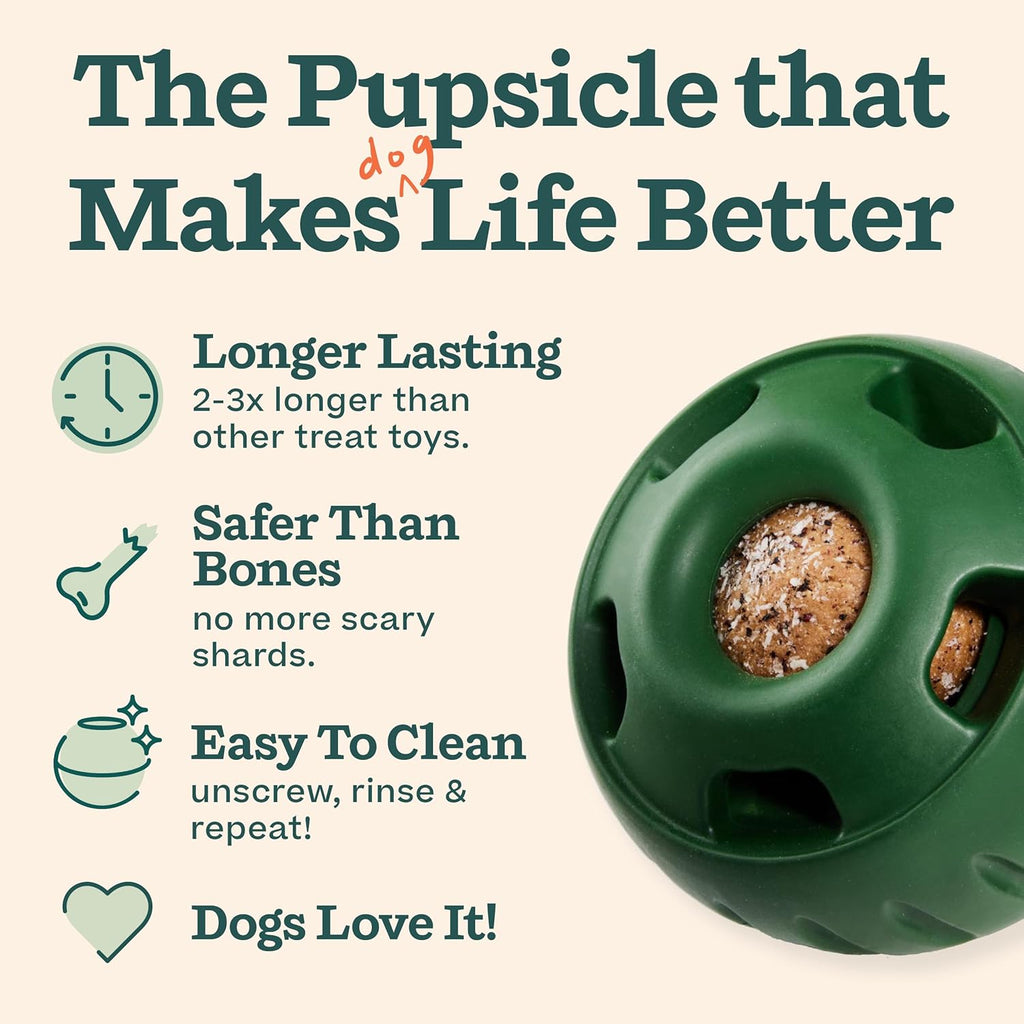 Starter Pack Dog Treat Toy for Small Dogs 10-25 Lbs | Long-Lasting Enrichment Kit, Pupsicle Toy Included, Reusable Treat Mold, Chicken Pops, DIY Frozen Treats