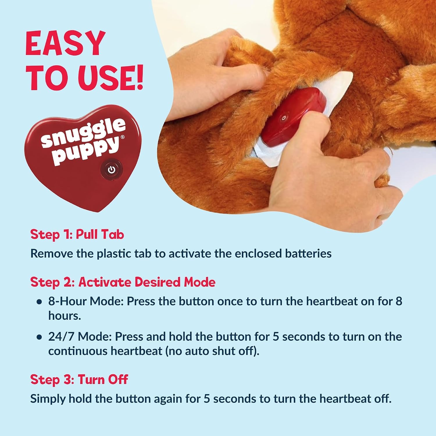 Snuggle Puppy Original Heartbeat Puppy Toy with Real-Feel Pulse & Heat Pack, Calming Sleep Aid for Puppy Anxiety, Crate Training, First Nights & New Puppy Transition - Biscuit