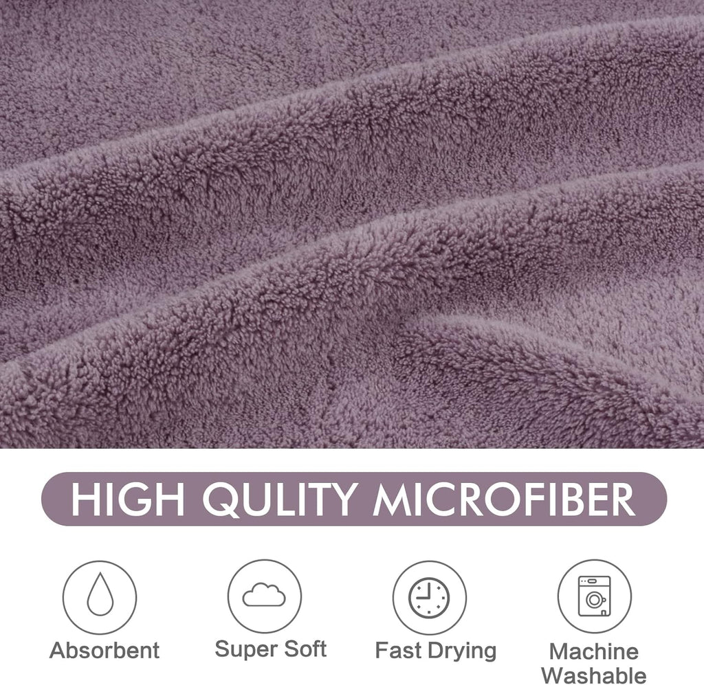 Microfiber Pet Bath Towel - Absorbent, Quick-Drying, Large 30x50 Inch with Paw Print Design, Machine Washable, Purple for Dogs and Cats
