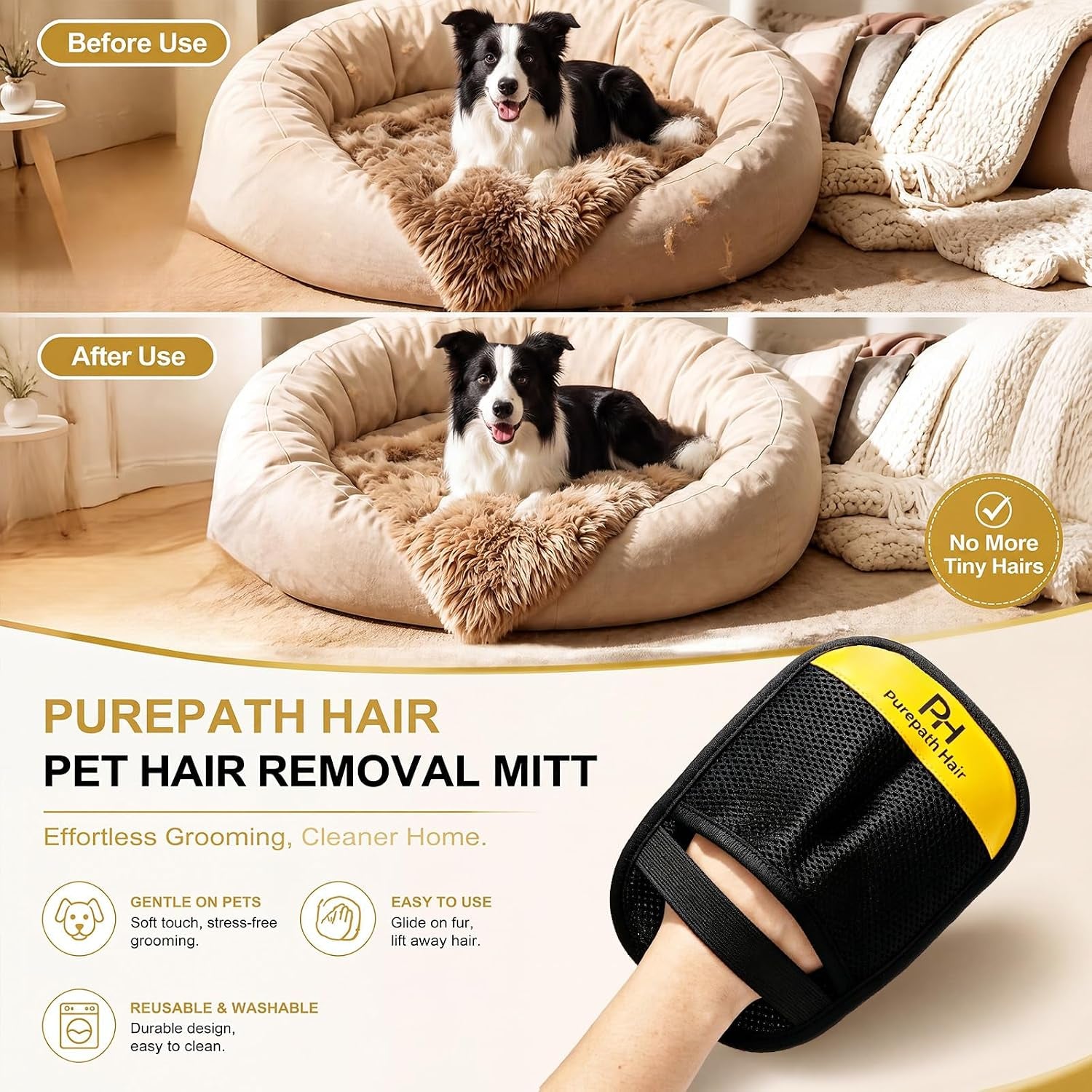 Removal Glove Remover for Cats & Dogs, 2026 Upgraded Five-Finger Electrostatic Pet Hair Removal Glove,Reusable. Applicable to Laundry, Couches, Carpets, Clothing and Car Seat. (1)