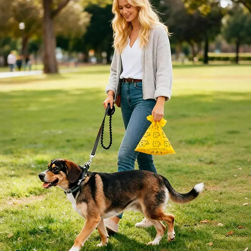 Passion Fruit Scented Pet Waste Bags - Leak-Proof, Extra Thick & Large, 365 Count Pack, Yellow Velcro Pet Accessories, Puppy Essentials for Walking & Cat Litter