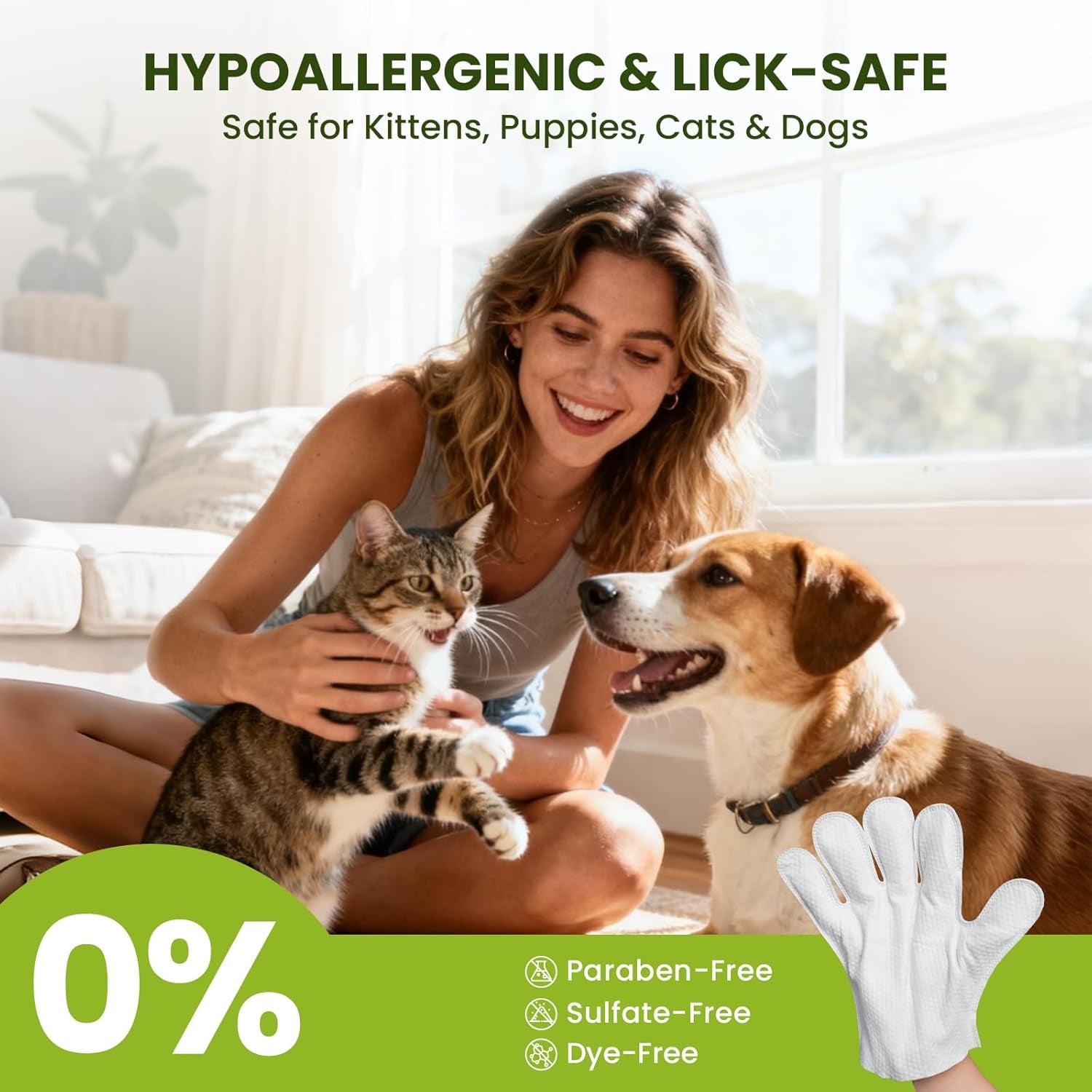 36-Pack Hypoallergenic Pet Wipes for Dogs, Cats, and Small Animals | No-Rinse Deodorizing Wipes for Paws, Butt, Eyes, and Ears | Effective Stain and Odor Cleanup for Travel and Between Baths