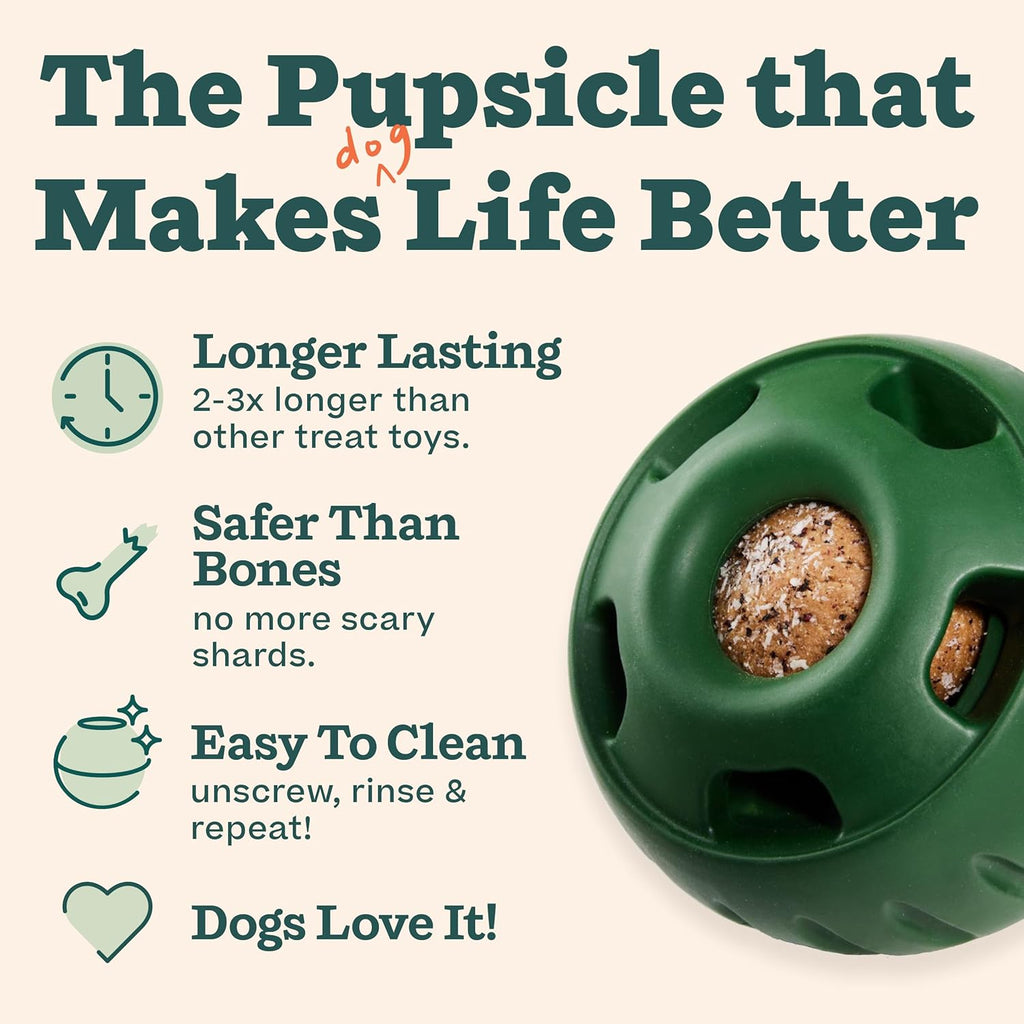 Pupsicle Dog Treat Toy with Silicone Treat Tray for Dogs 10-25 Lbs | Pupsicle Toy for Small Dogs, Silicone Treat Tray, Homemade Frozen Treats, Easy-Fill Design, Low-Mess Play