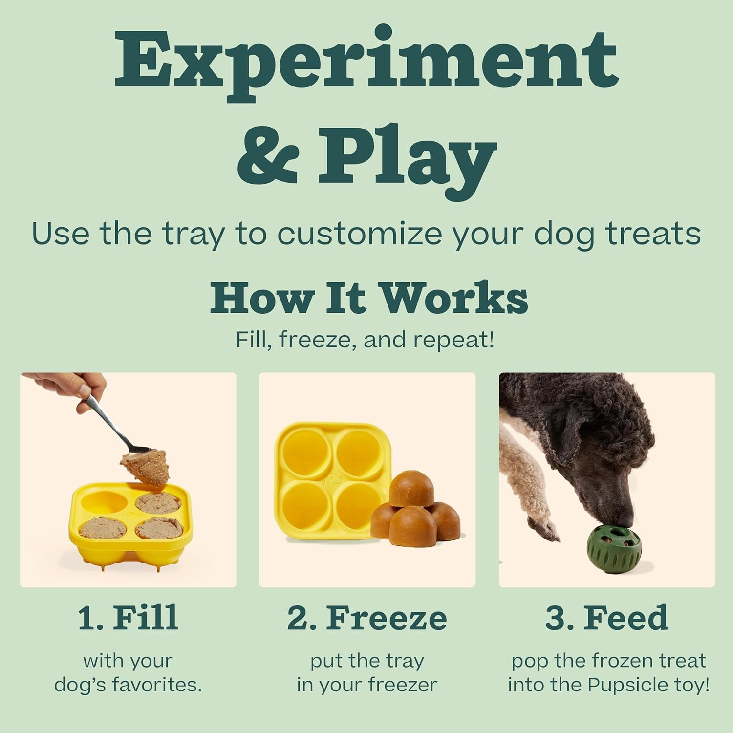 Pupsicle Dog Treat Toy with Silicone Treat Tray for Dogs 10-25 Lbs | Pupsicle Toy for Small Dogs, Silicone Treat Tray, Homemade Frozen Treats, Easy-Fill Design, Low-Mess Play