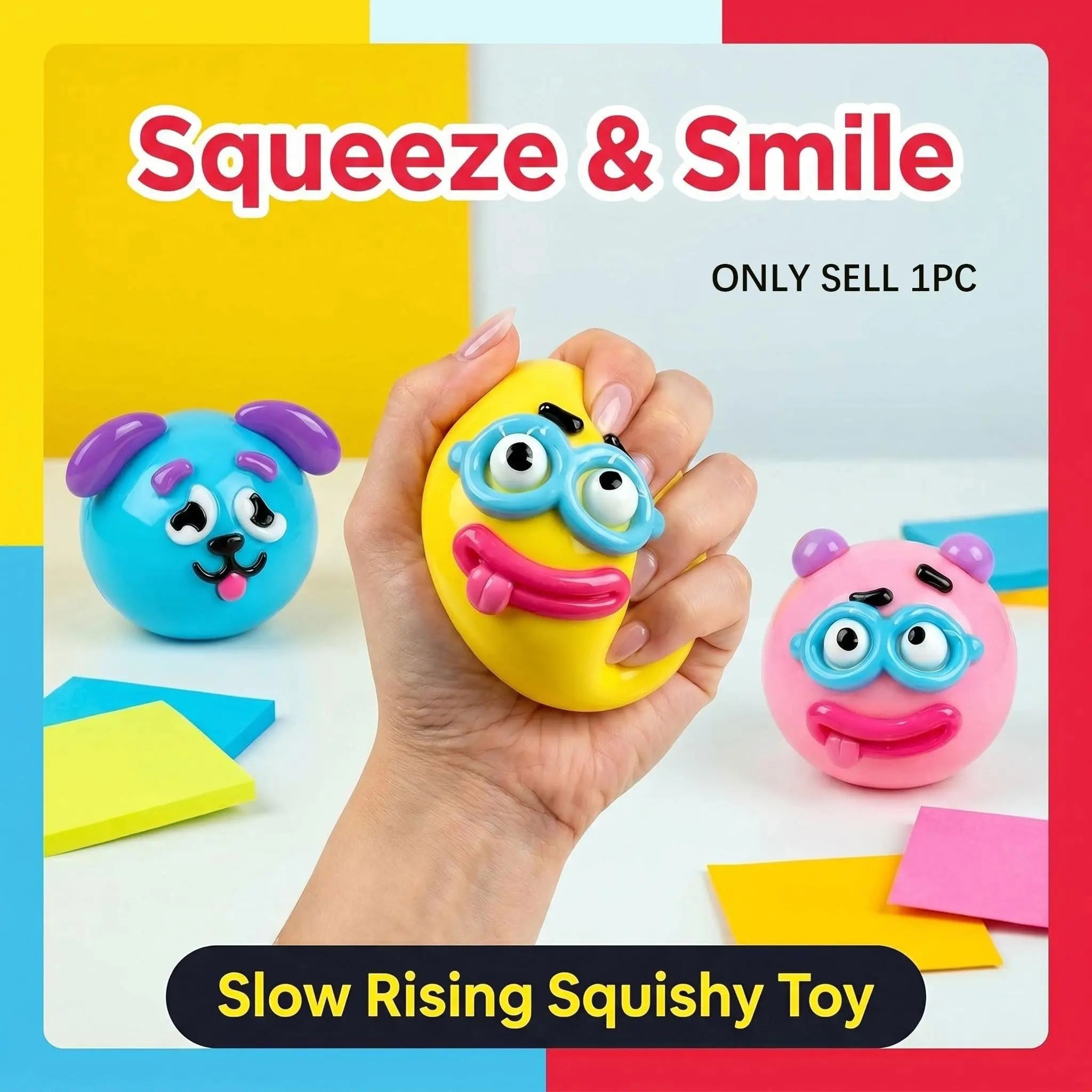 Smushers Interchangeable Squishy Dog Face Fidget Toys - Soft, Moldable, Slow-Rise Sensory Stress Relief for Tactile Play