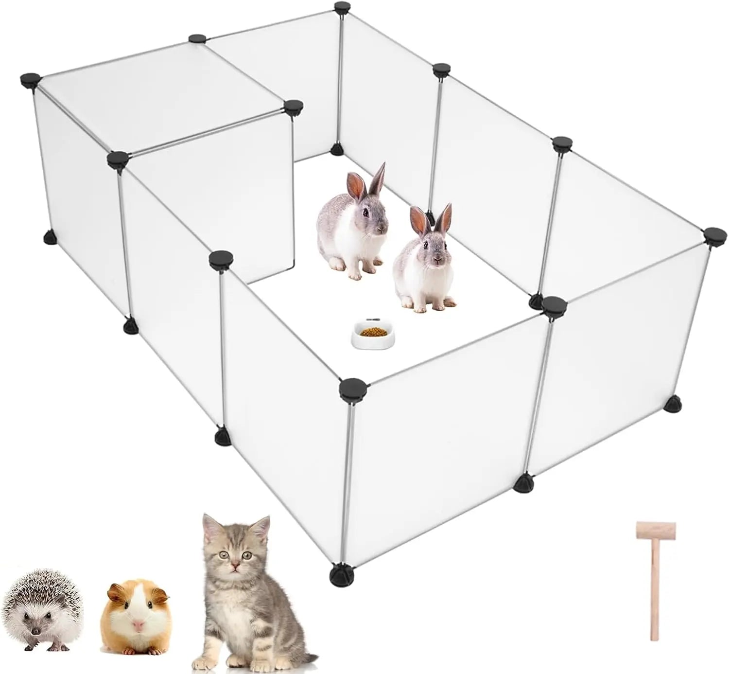 12-Piece 14"x14" Portable Playpen for Small Animals, Indoor/Outdoor Kennel and Fence for Puppies, Guinea Pigs, Bunnies, Ferrets, Hamsters, and Hedgehogs