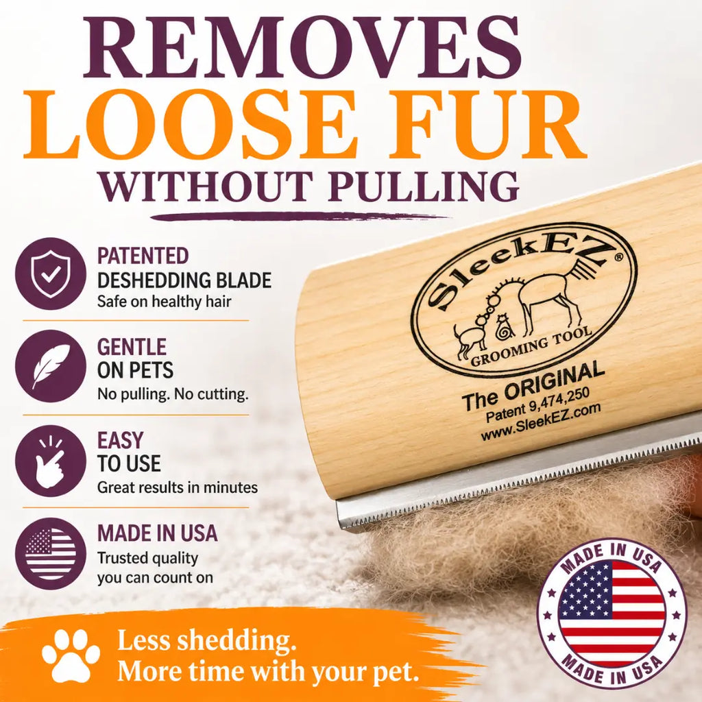 Sleekez Professional Dog Brush for Shedding and Grooming - Deshedding Tool for Short and Long Haired Dogs, 5 Inches Long, 4 Oz Weight