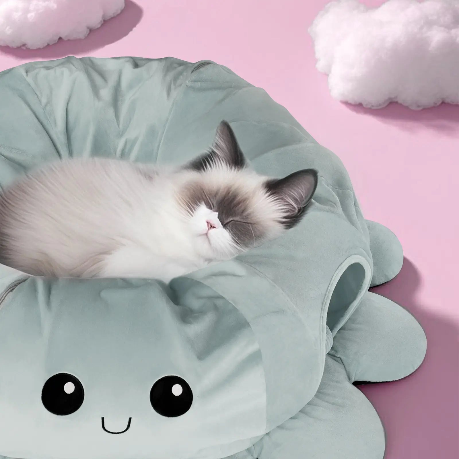 Indoor Cat Tunnel Bed and Toy Set - Octopus-Shaped Peekaboo Cave and Christmas Tree Skirt for Multiple Cats - Perfect for Playtime #SummerSale