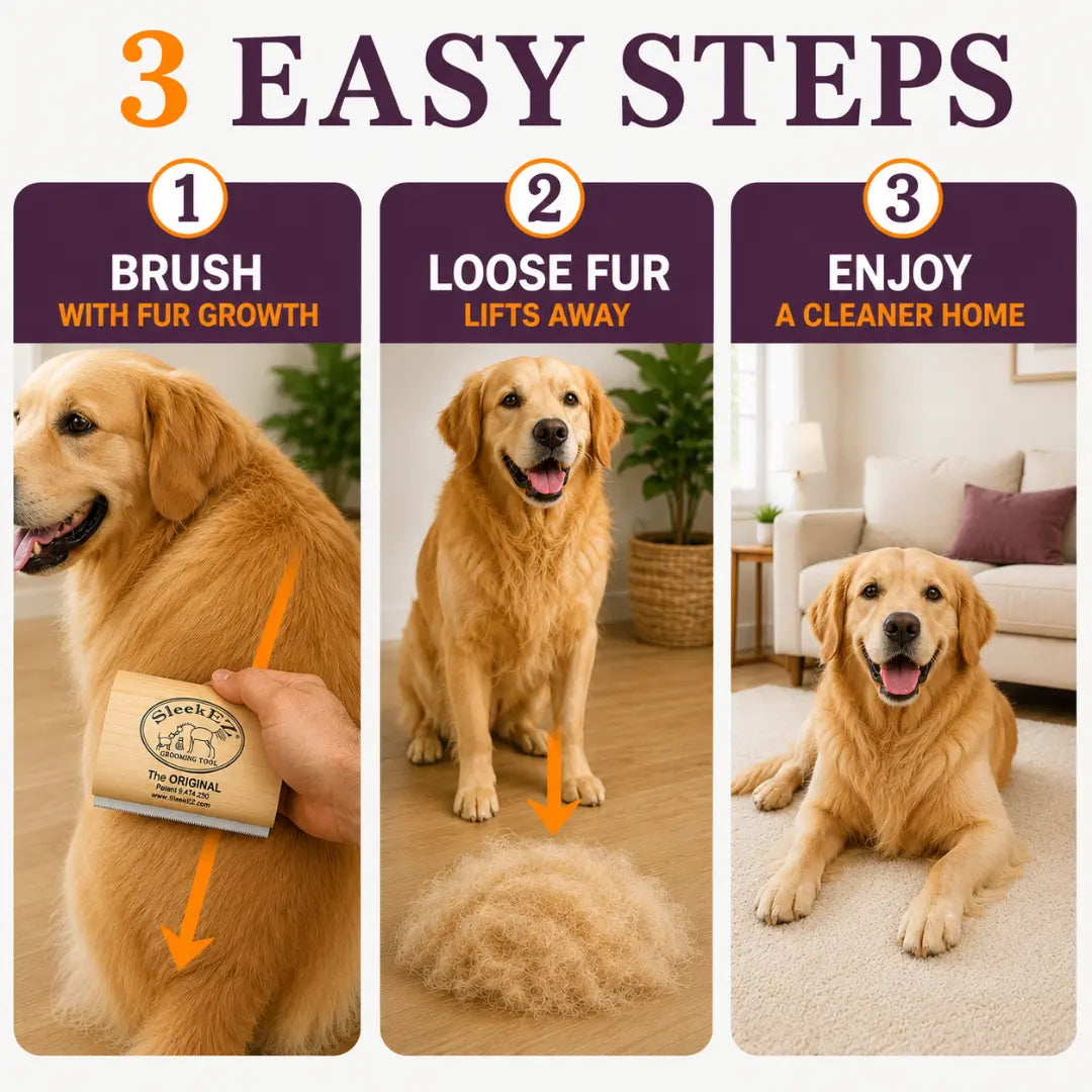 Sleekez Professional Dog Brush for Shedding and Grooming - Deshedding Tool for Short and Long Haired Dogs, 5 Inches Long, 4 Oz Weight