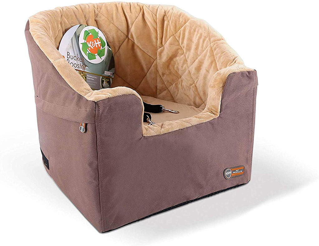 Premium Dog and Cat Booster Car Seat - Small Tan