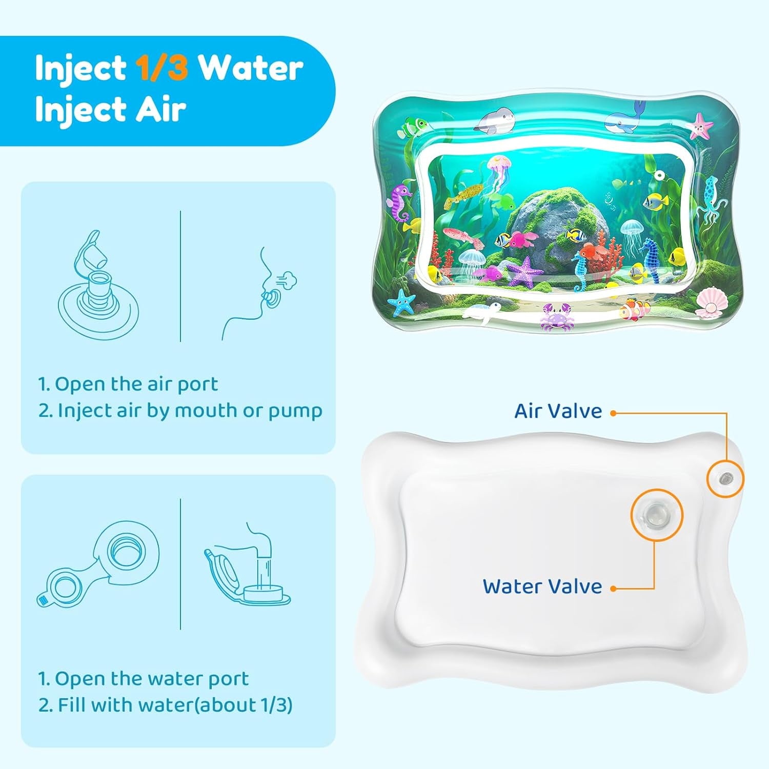 Interactive Cat Toy for Indoor Cats, Upgraded Cat Water Mat, Thickened Water Sensory Play Mat with Fish, Enrichment Stimulating Toy for Bored Adult Kitten Cats to Exercise, Hunting | Thickened Water Sensory Play Mat with Fish, Enrichment Stimulating Toy for Bored Adult Kitten Cats to Exercise, Hunting