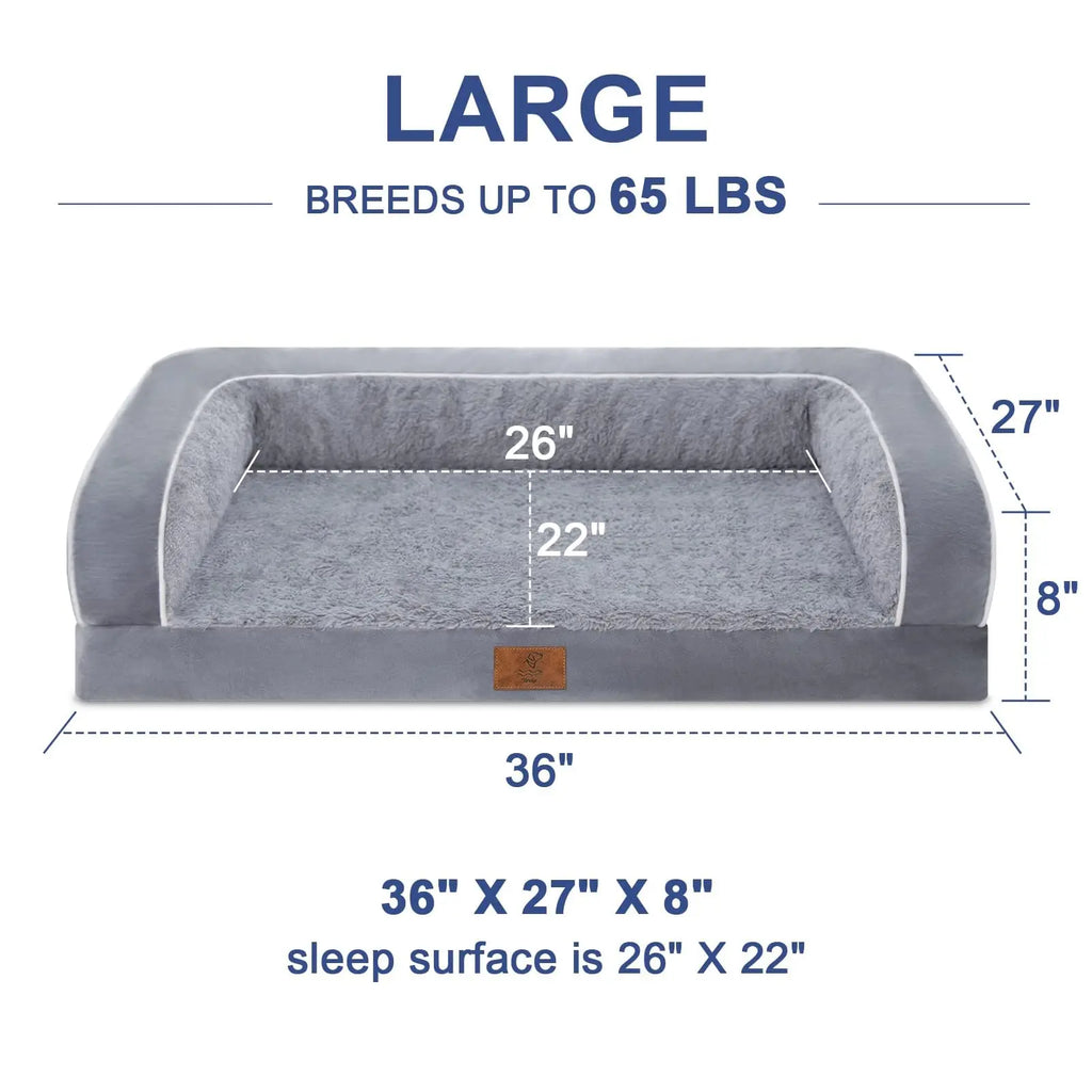 Large Dog Orthopedic Sofa Bed, Washable with Removable Cover, Waterproof Design and Nonslip Bottom, High Bolster Support