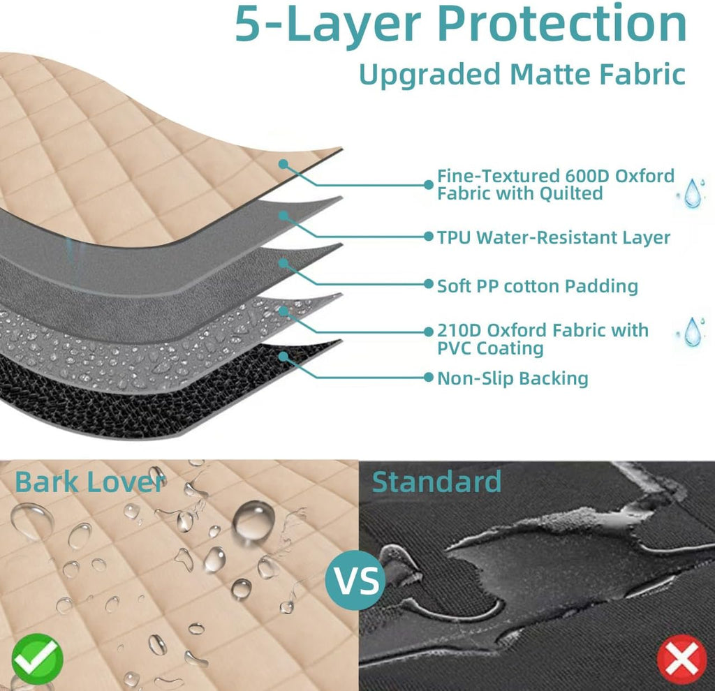 Waterproof Dog Car Seat Cover for Back Seat - Nonslip Protector for Kids, Universal Fit for Cars, Trucks, and SUVs (Beige)