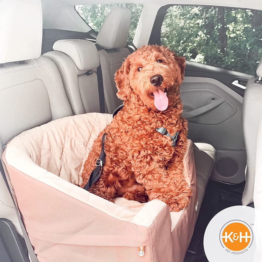 Premium Dog and Cat Booster Car Seat - Small Tan