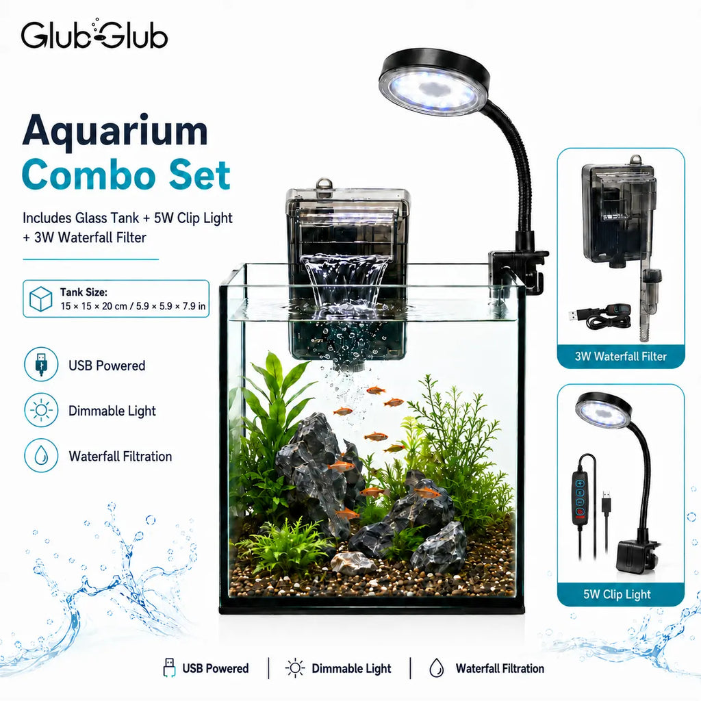 Craftsboys 1.2 Gallon Nano Glass Aquarium with Filter and LED Light for Betta Fish and Aquascaping