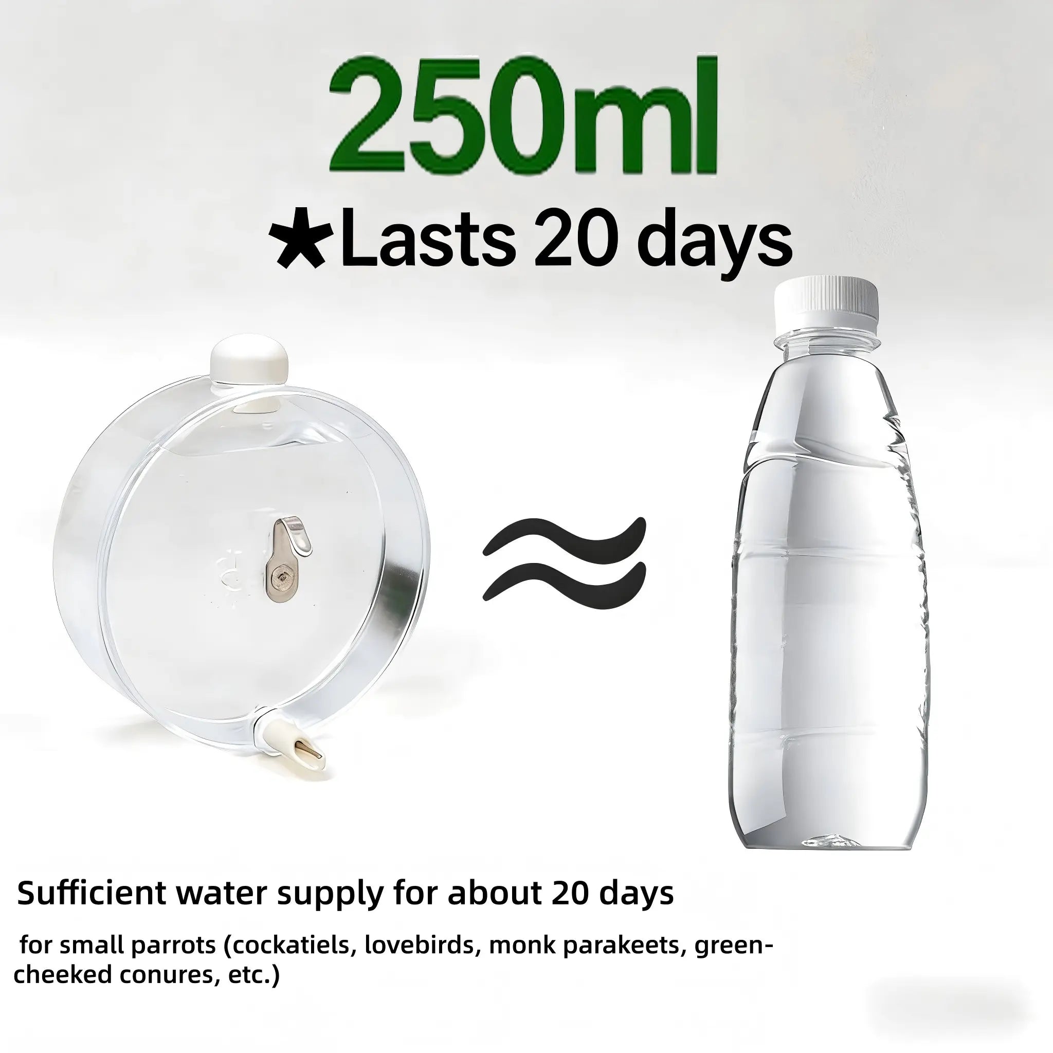 Parrot Pin Valve Water Dispenser with Space Capsule Design, Leak-Proof Instant Water Delivery, High Capacity Automatic Bird Water Bottle, Nozzle Feeder for Birds