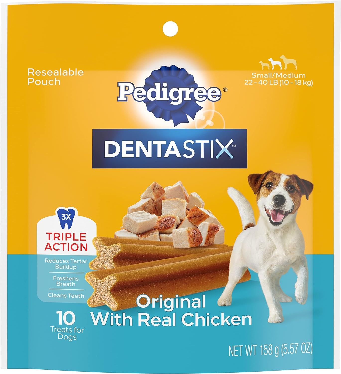 Pedigree DENTASTIX Original Flavor Dental Treats for Small to Medium Dogs, 5.57 Oz Pack, Set of 7 (70 Total Treats)