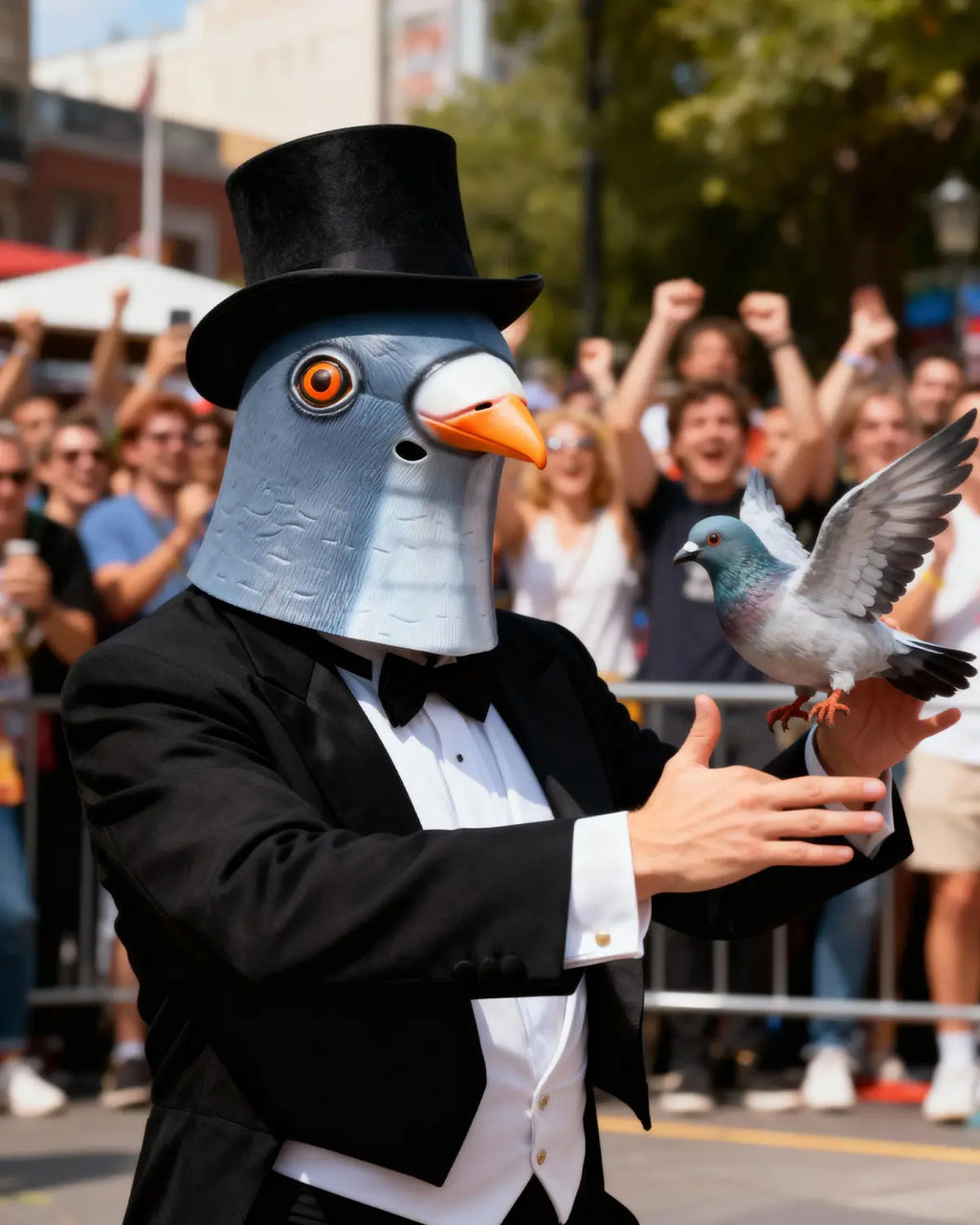 Latex Full Head Pigeon Mask for Halloween Costume, Party, and Cosplay (Grey Blue)