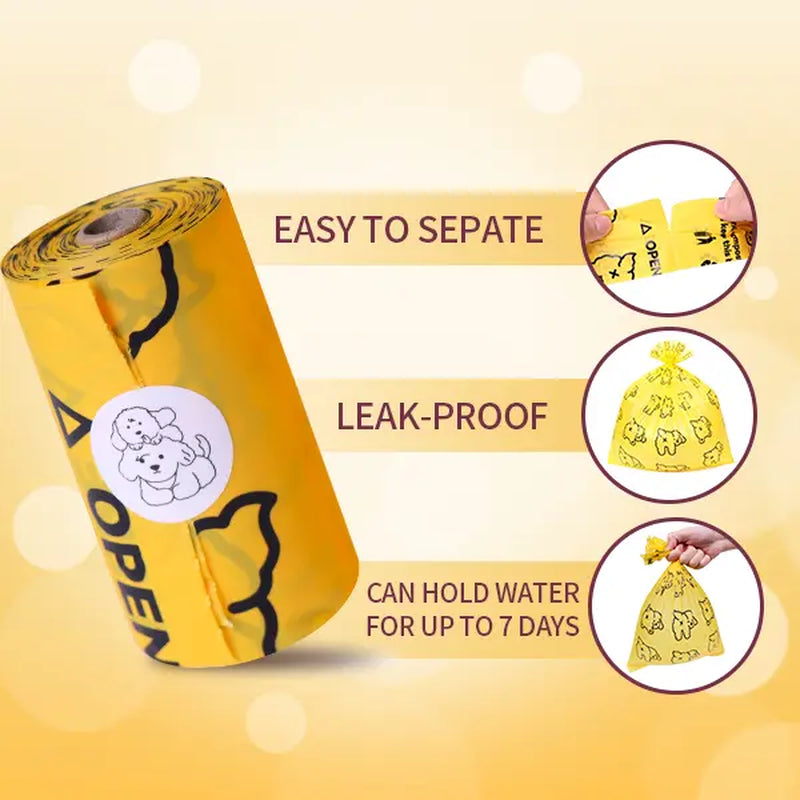 Passion Fruit Scented Pet Waste Bags - Leak-Proof, Extra Thick & Large, 365 Count Pack, Yellow Velcro Pet Accessories, Puppy Essentials for Walking & Cat Litter