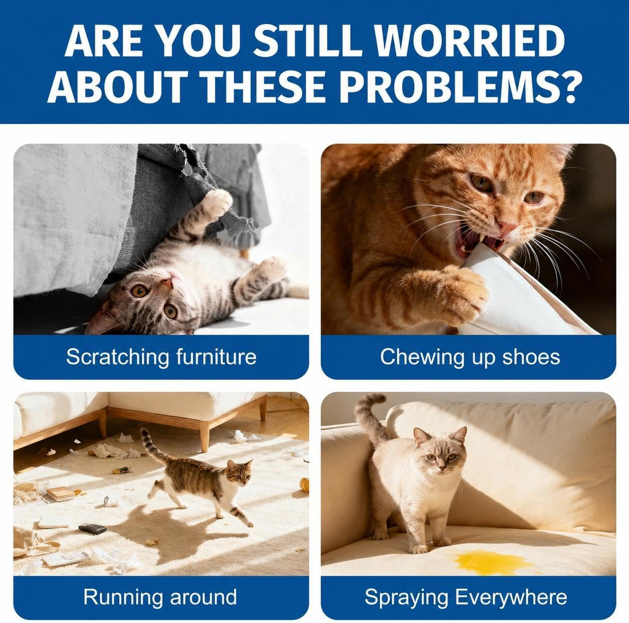 Cat Deterrent Spray - Cat Deterrent for Furniture Protection, Pee Spraying, Excessive Chewing & Scratching Everywhere - Use Indoor and Outdoor, Pet-Safe Formula, 150 ML