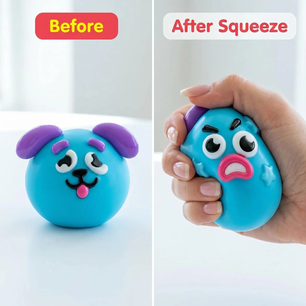 Smushers Interchangeable Squishy Dog Face Fidget Toys - Soft, Moldable, Slow-Rise Sensory Stress Relief for Tactile Play