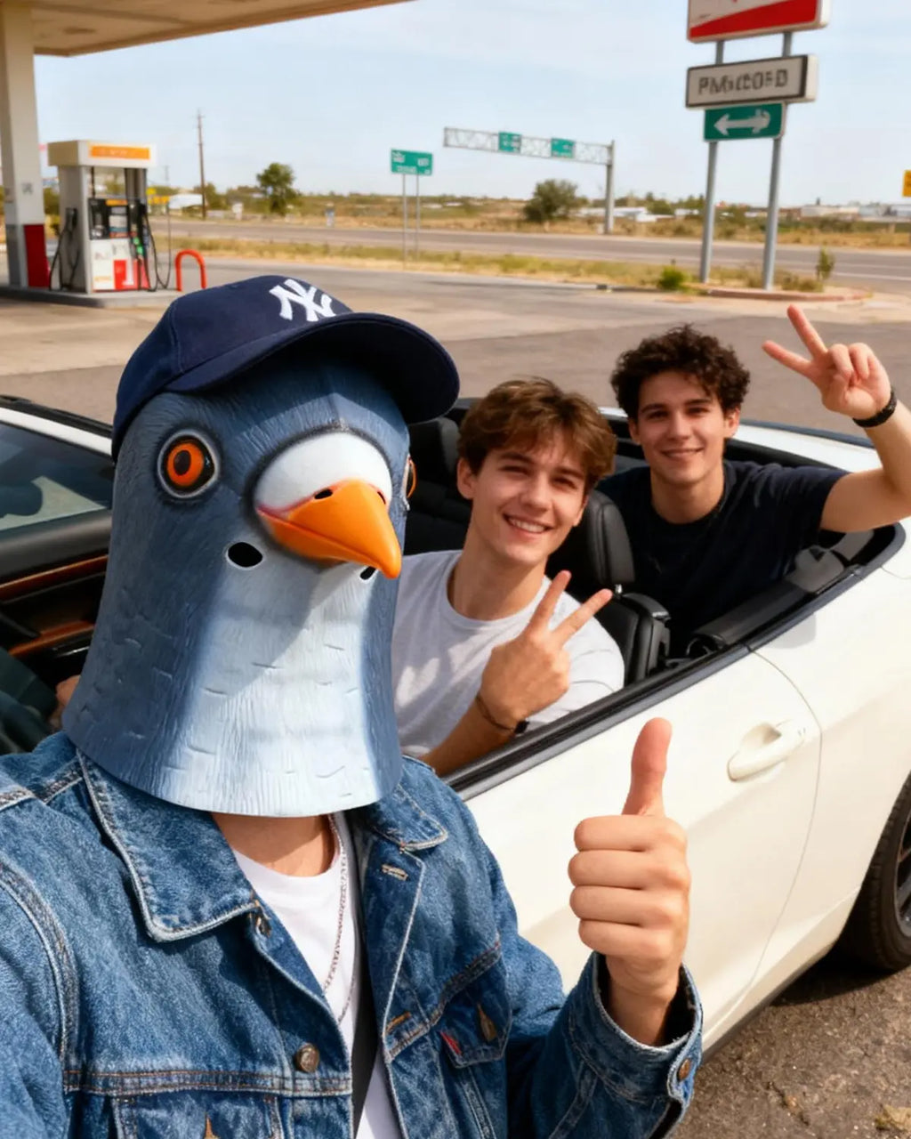 Latex Full Head Pigeon Mask for Halloween Costume, Party, and Cosplay (Grey Blue)