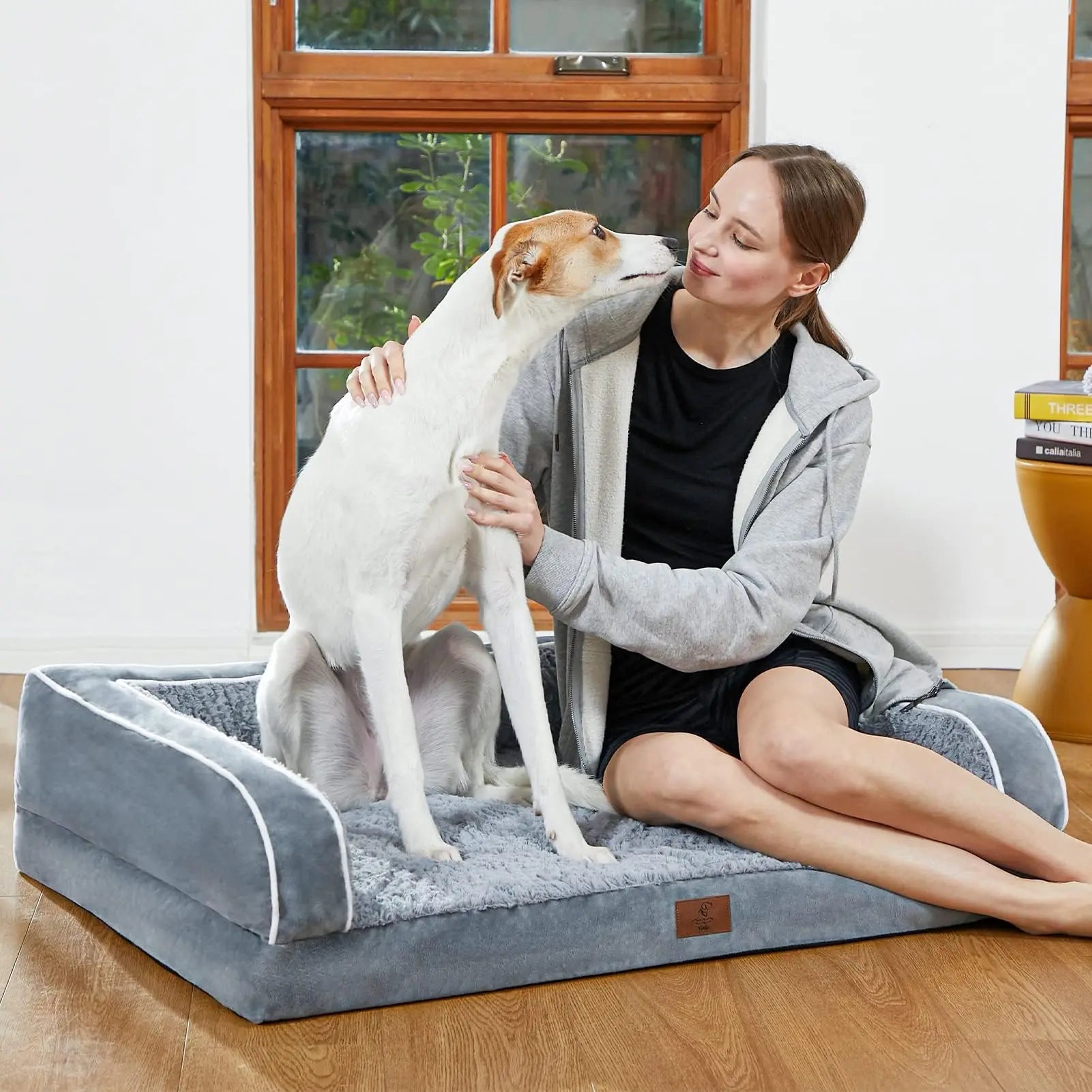 Large Dog Orthopedic Sofa Bed, Washable with Removable Cover, Waterproof Design and Nonslip Bottom, High Bolster Support