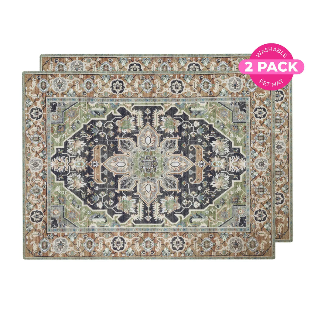 Lovewag Pets Washable Dog Pads - Set of 2, Eco-Friendly and Leak-Proof, Available in Multiple Designs: Sage Forest, Marmalade Sunshine, Moonlit Night, Rustic Terracotta, Sizes: 16" x 24", 36" x 48", 28" x 41" & Single Pack: Sage Forest 54" x 72