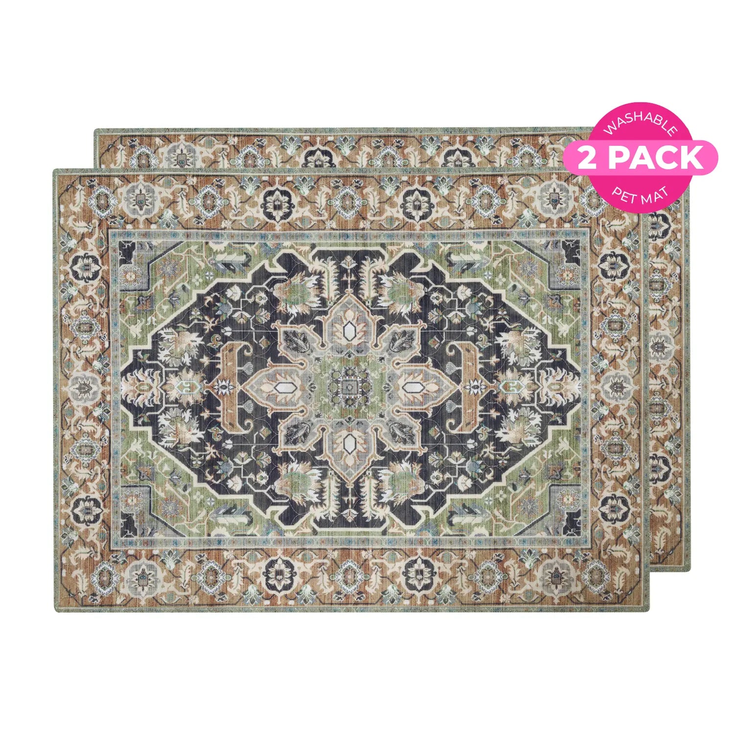 Lovewag Pets Washable Dog Pads - Set of 2, Eco-Friendly and Leak-Proof, Available in Multiple Designs: Sage Forest, Marmalade Sunshine, Moonlit Night, Rustic Terracotta, Sizes: 16" x 24", 36" x 48", 28" x 41" & Single Pack: Sage Forest 54" x 72