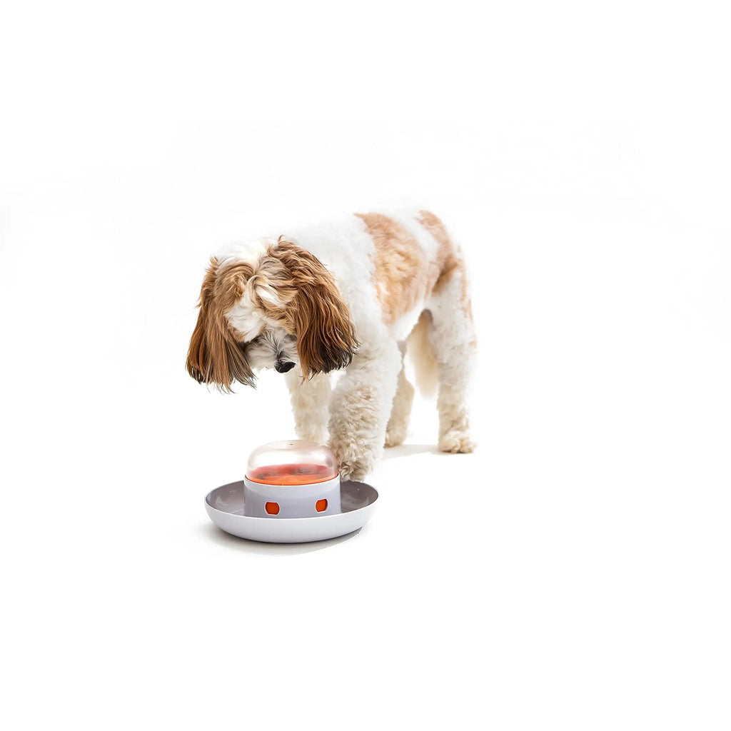 UFO Interactive Push Button Food Dispensing Bowl for Dogs and Puppies - Engaging Slow Feeding Puzzle Feeder