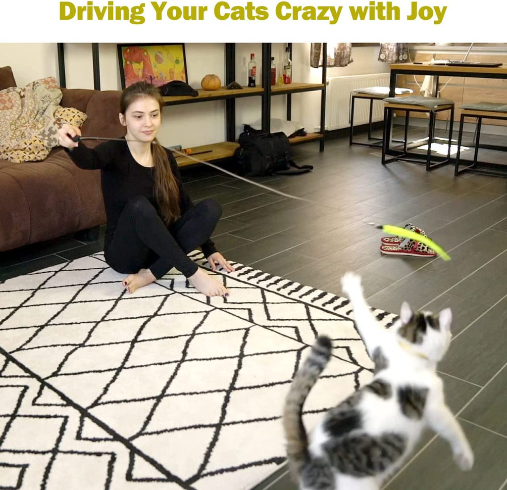 Interactive Cat Toy Set: 2 Retractable Wands and 9 Feather Refills for Indoor Cats - Engaging Play and Exercise Solutions