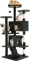 | 54" Cat Tree Tower | Dark Gray | Multi-Level Indoor Activity Center with Sisal Scratching Posts, Condos, Plush Perches, Hanging Cat Toys | Sturdy, Easy to Assemble | for Kittens & Adult Cats