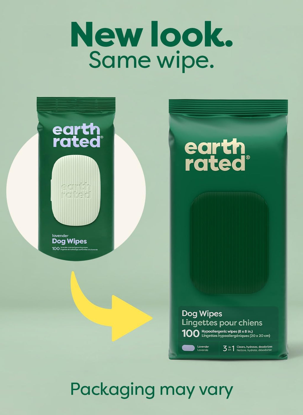 Dog Wipes, Hypoallergenic, 3-In-1 Cleaning and Hydrating, for Grooming Paws, Body and Butt, Lavender Scented, 100 Count