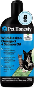 Wild Alaskan Salmon Oil for Dogs + Cats - 100% Pure Natural Omega 3 Fish Oil Supplement for Pet Skin, Coat Health, Allergy Itch Relief, EPA DHA Fatty Acids for Dog Joint Support, Heart Wellness (8 Oz)