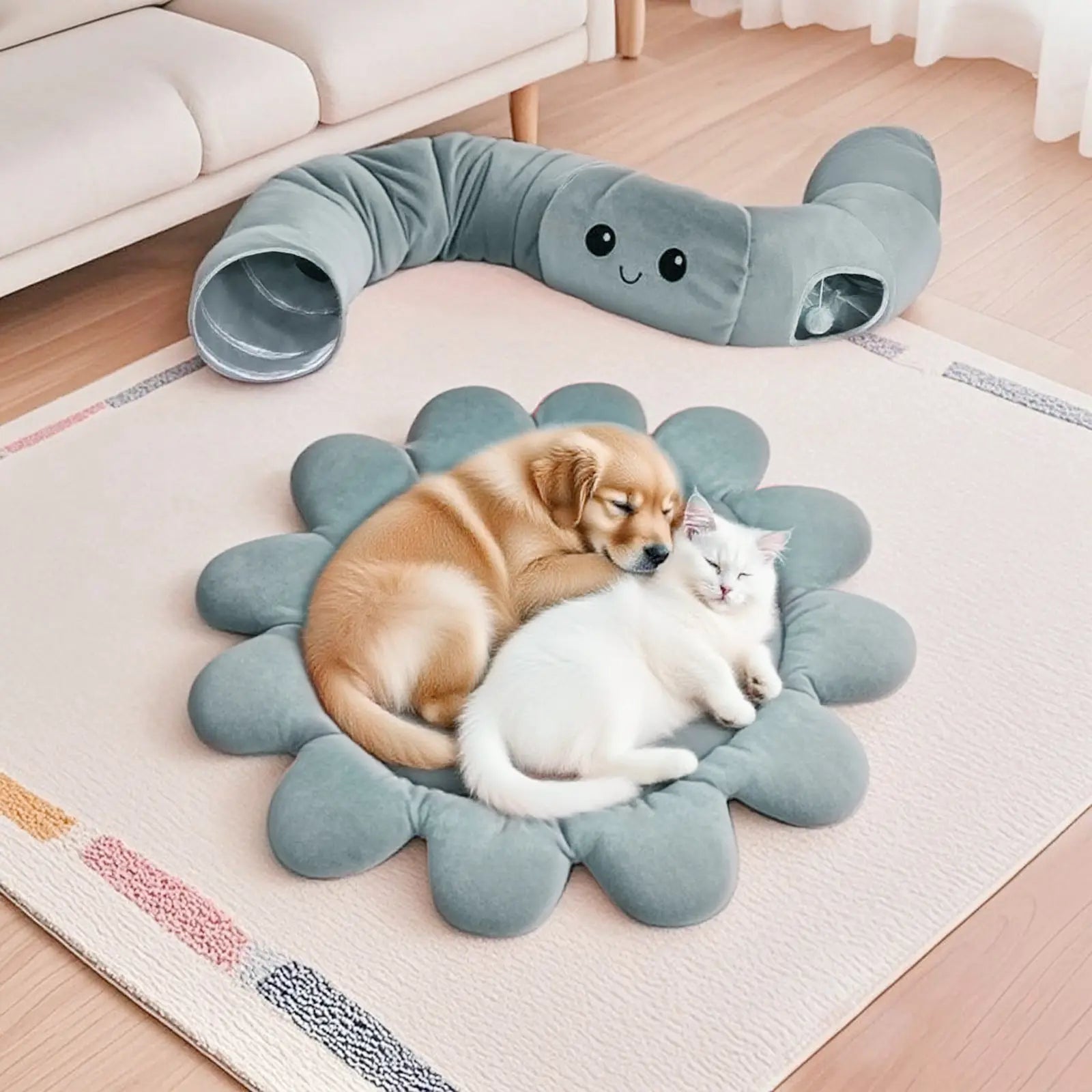 Indoor Cat Tunnel Bed and Toy Set - Octopus-Shaped Peekaboo Cave and Christmas Tree Skirt for Multiple Cats - Perfect for Playtime #SummerSale