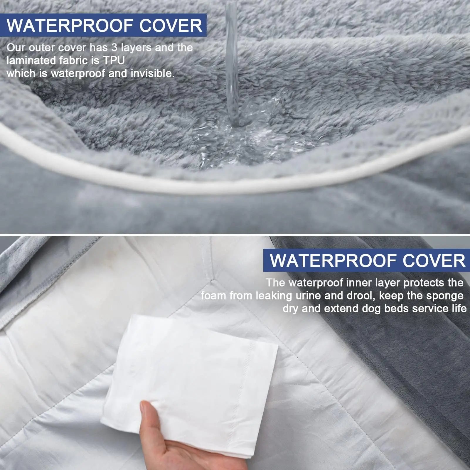Large Dog Orthopedic Sofa Bed, Washable with Removable Cover, Waterproof Design and Nonslip Bottom, High Bolster Support