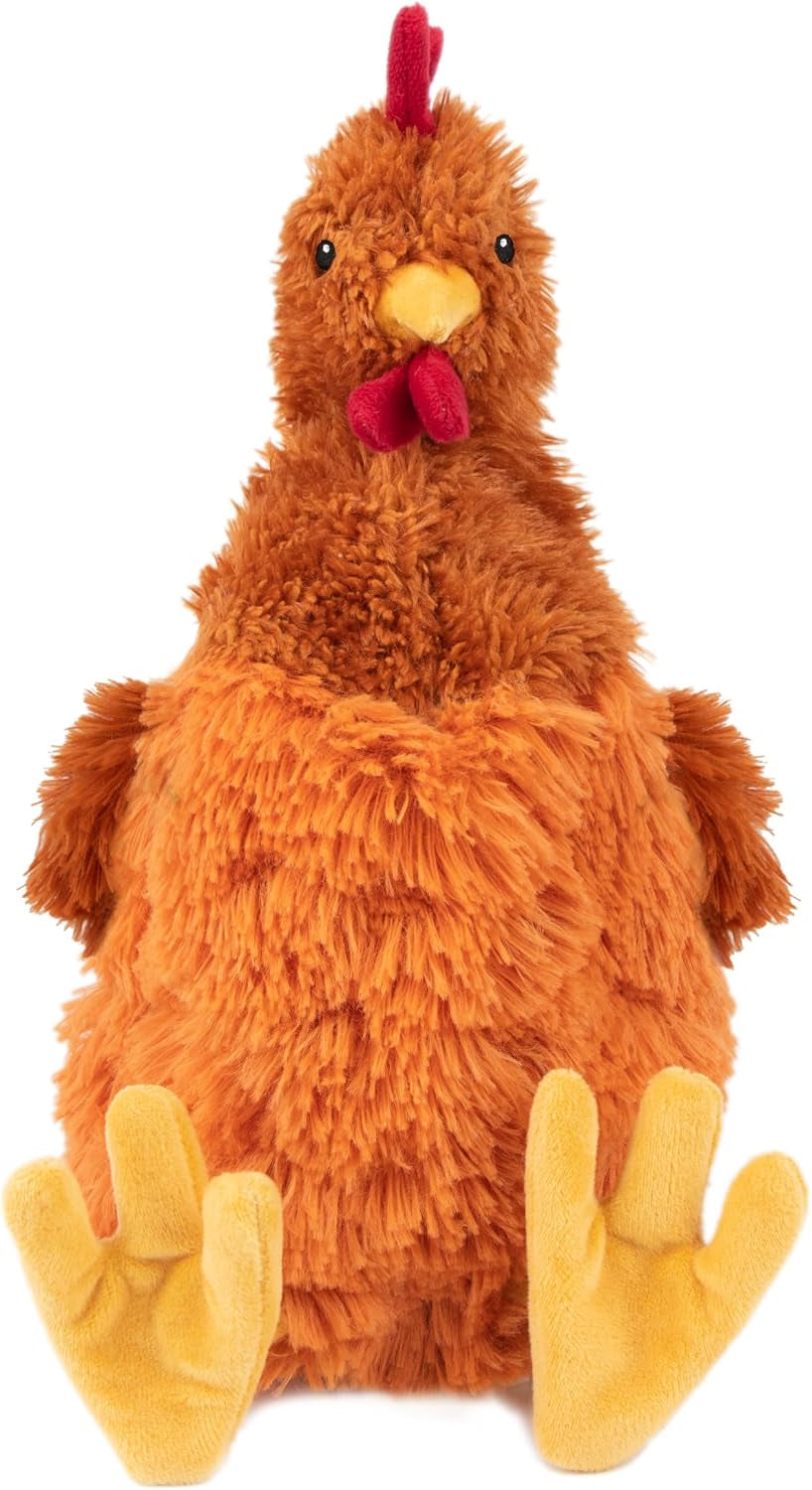 Interactive Squeaky Dog Chew Toy, Ideal Dog Toys for Chewers, Small, Medium & Large Dogs, and Fetch Lovers - Crinkle Chicken (Brown), Large