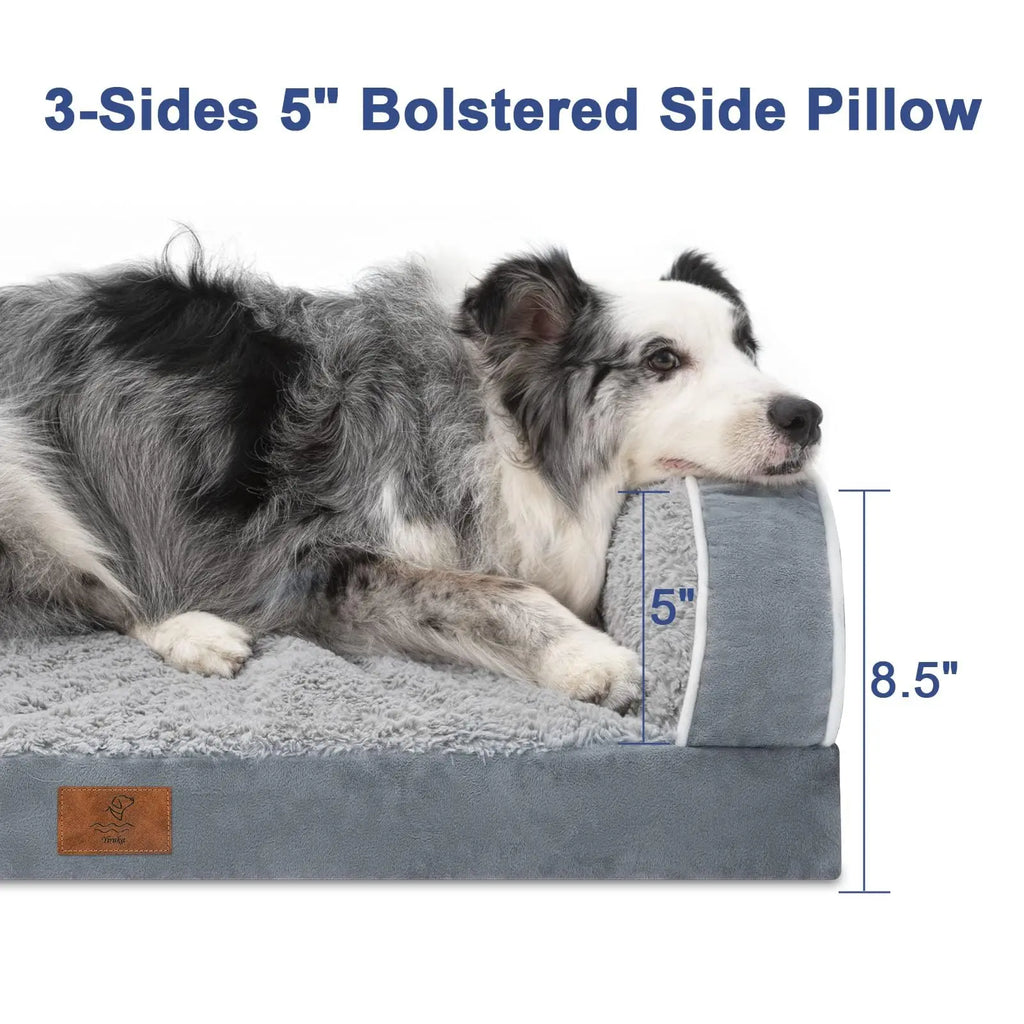 Large Dog Orthopedic Sofa Bed, Washable with Removable Cover, Waterproof Design and Nonslip Bottom, High Bolster Support