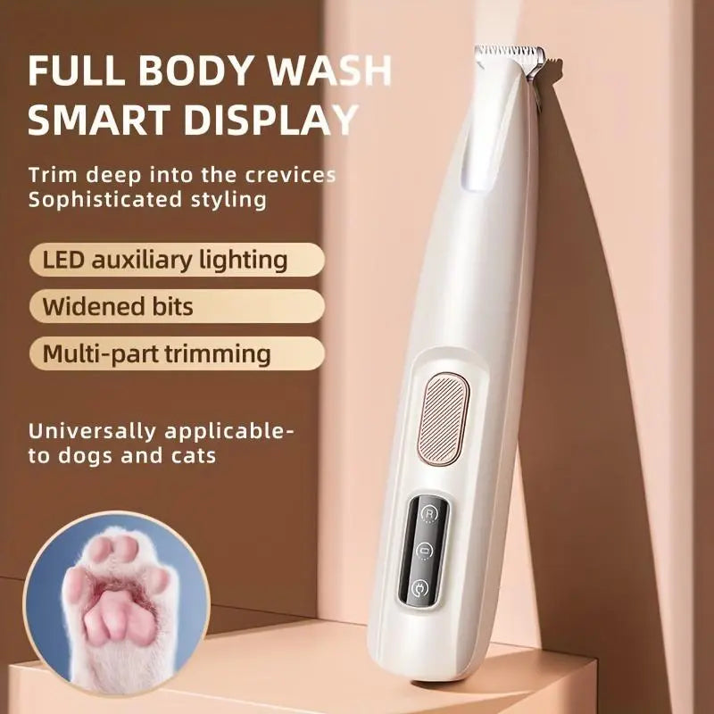Rechargeable Pet Hair Trimmer Kit with LED Light - Cordless, Quiet Grooming Clippers for Dogs and Cats, Waterproof and Low Noise Pet Shaver
