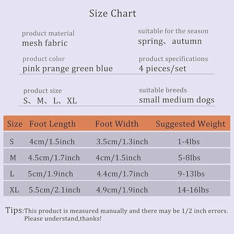 Breathable Mesh Dog Boots for Small to Medium Breeds - Summer Non-Slip Paw Protectors