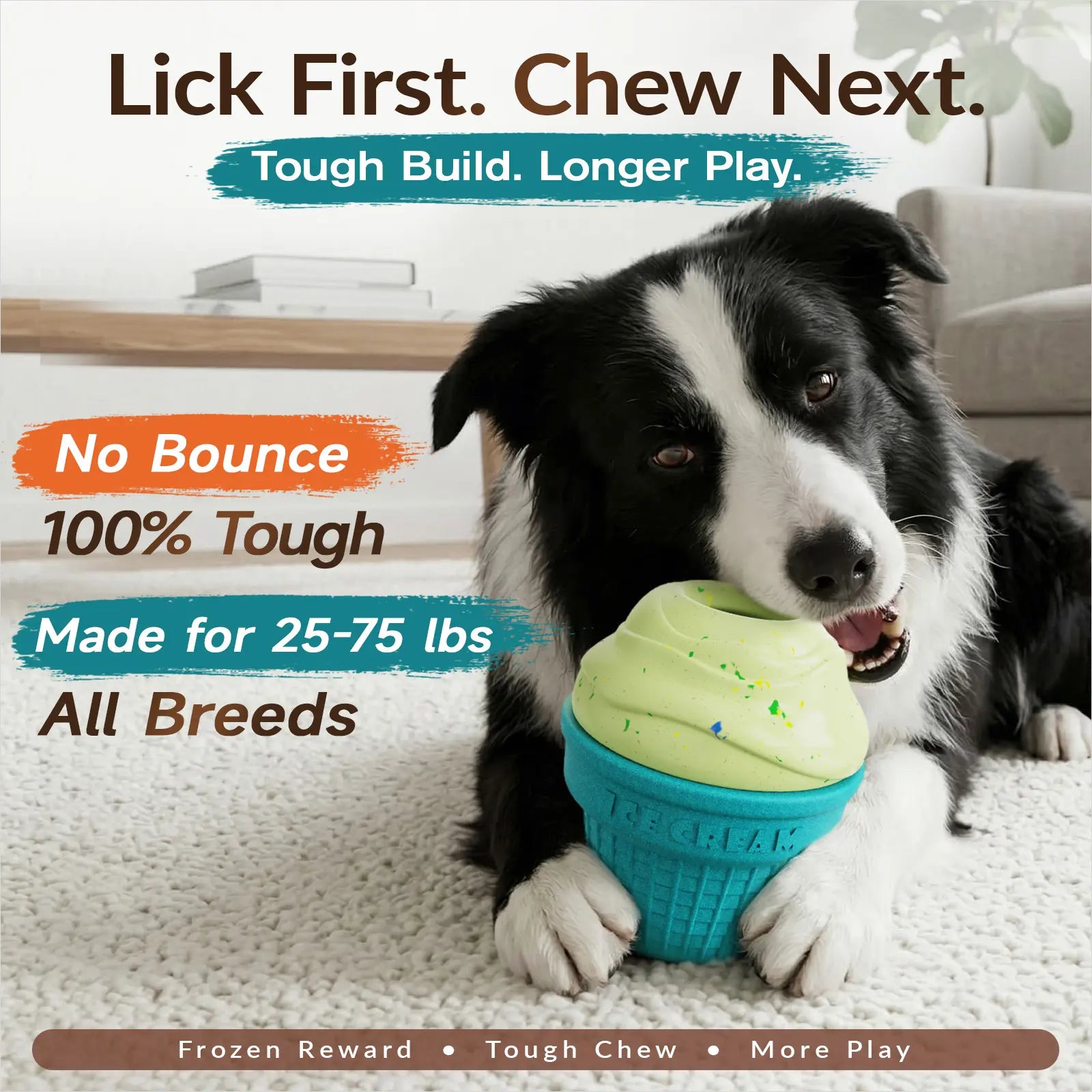 KADTC Large 3-in-1 Frozen Dog Treat Toy and Kibble Dispenser Ball for Durable Chewing