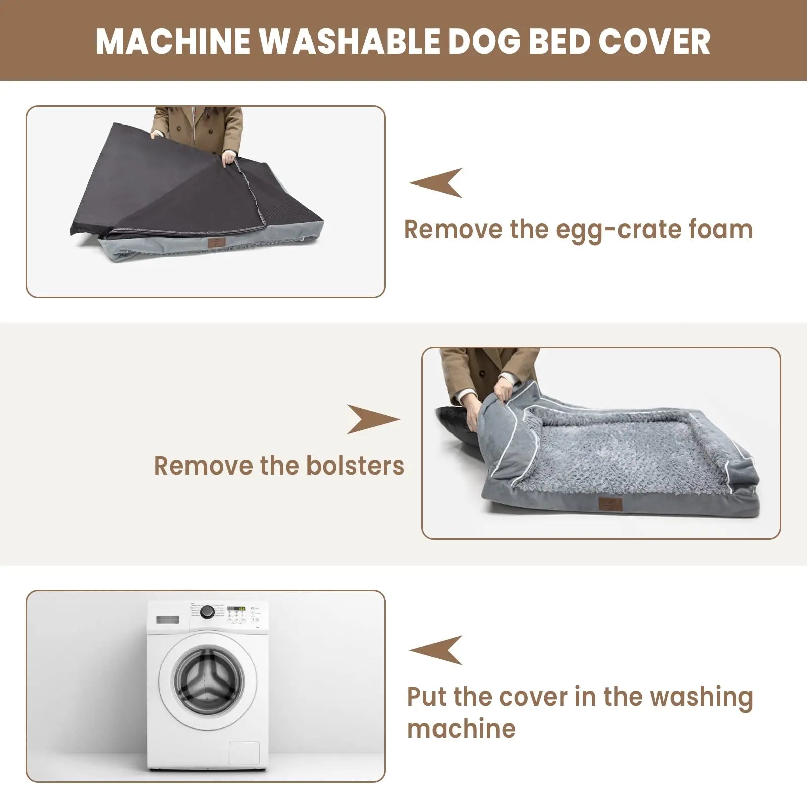 Large Dog Orthopedic Sofa Bed, Washable with Removable Cover, Waterproof Design and Nonslip Bottom, High Bolster Support